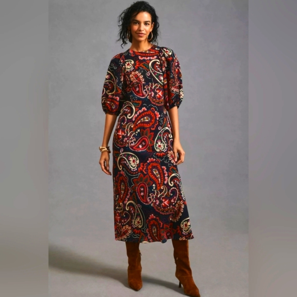 Anthropologie Multicolor Paisley Midi Dress